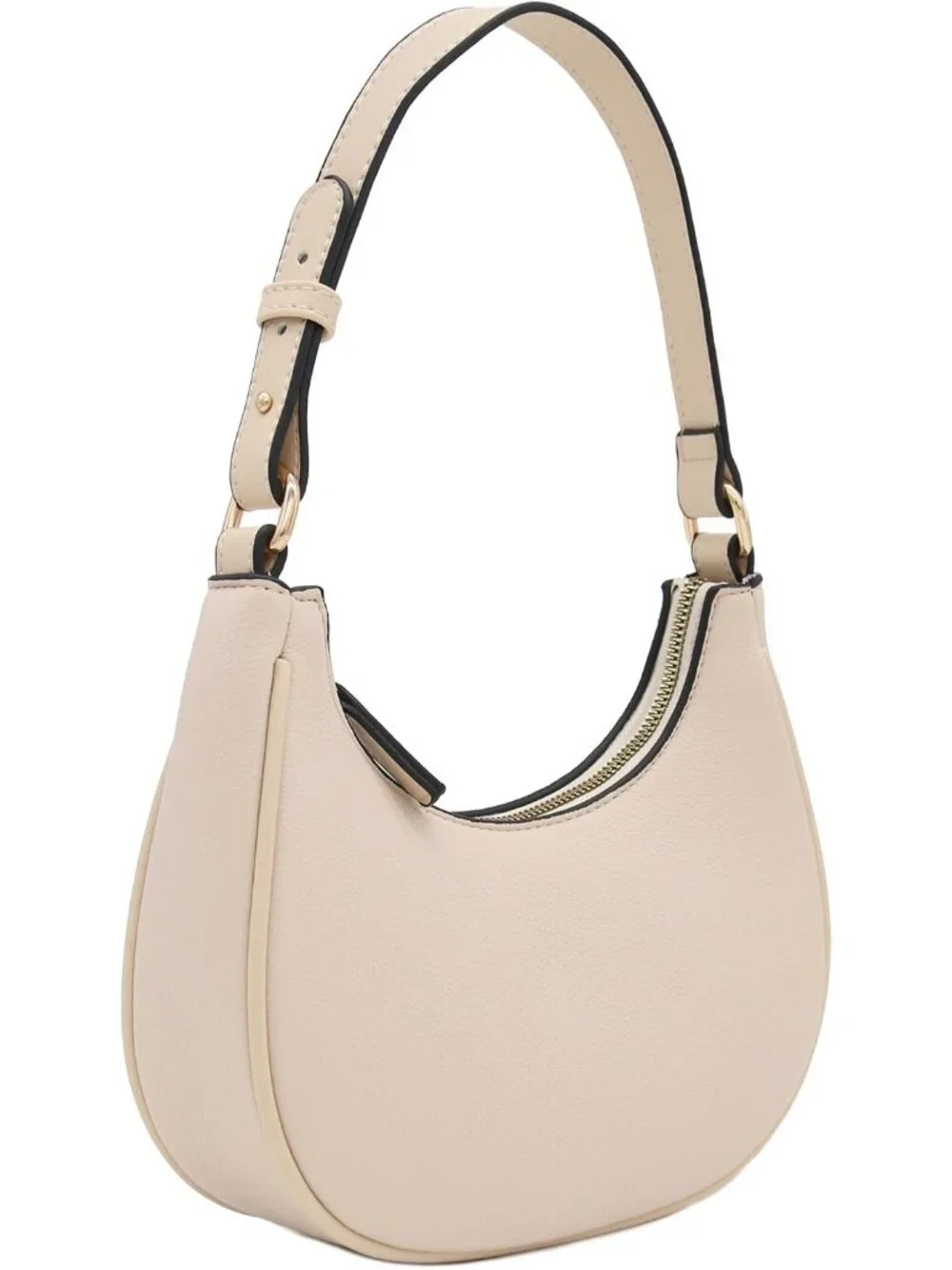 Women Nude Small Crescent For Trendy Underarm Purse Zipper Shoulder Bag